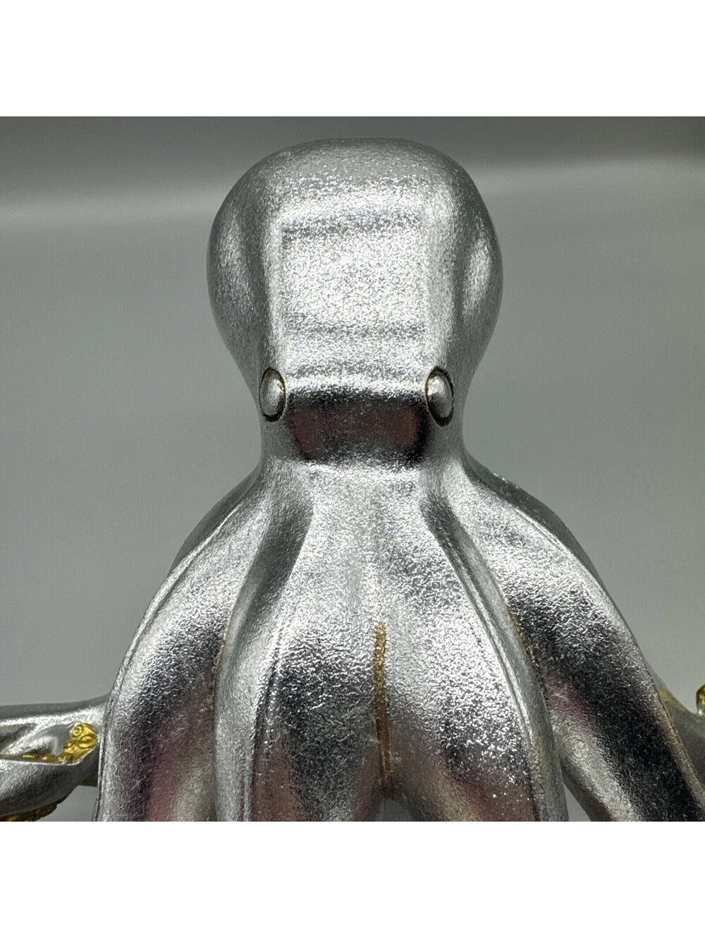 Shiny Silver Gold Octopus Statue Art Resin Nautical Sea Life Figure 8.5x11x10”
